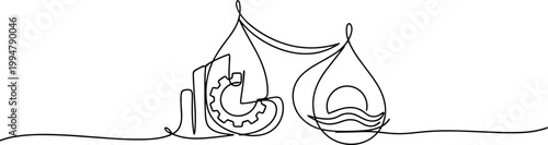 Continuous Line Art: Balancing Industry and Nature Symbols on Scales