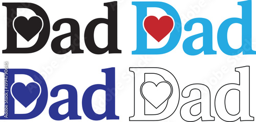 Happy Father's Day 'dad' typography with heart motifs celebration love