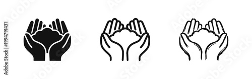 Hands Holding Cloud Icon Set Symbolizing Care Protection and Environmental Support