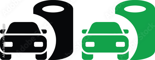 Car refueling at a gas station vector icon