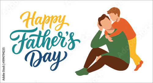 A son embraces his father in a heartfelt father s day illustration