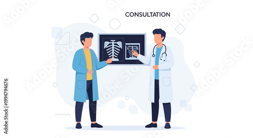 Doctors consulting over chest x-rays, medical consultation and diagnosis