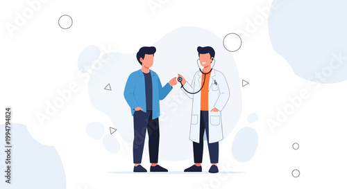 Doctor examining patient with stethoscope, medical consultation, healthcare concept