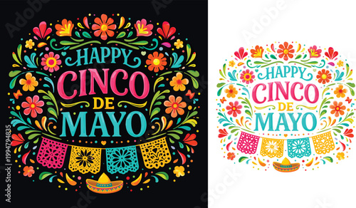 Vibrant cinco de mayo floral designs with festive banners and candles