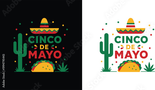 Cinco de mayo festive design two color variations for celebrations