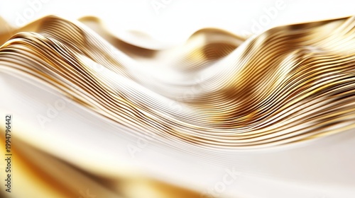 Elegant Gold Abstract Waves with Detailed Metallic Ripples and Luxurious Shine