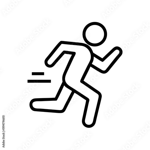 Obraz na plátně Running person icon silhouette with speed lines showing motion and quick movement