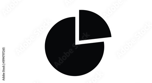 Pie chart graphic with a large black section and white background silhouette