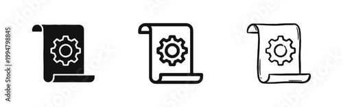 Technical Documentation and Settings Manual Icon Set