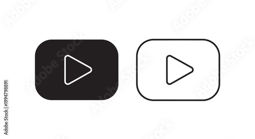 Two play button icons filled black and outlined white on transparent