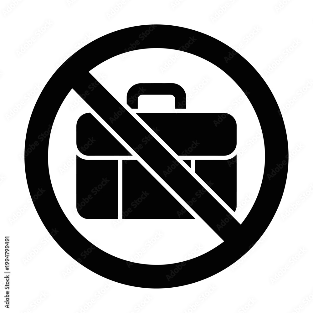 Ταπετσαρία Vector graphic of a briefcase with a prohibition sign indicating no work or busi