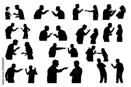 Argument Illustration Silhouette Vector Angry People Dispute Scene