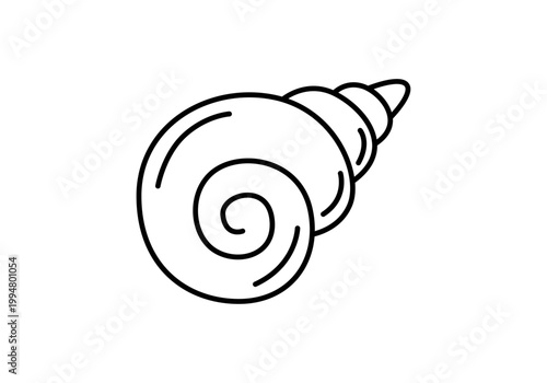 Icono de concha de caracol de mar con trazo lineal negro 