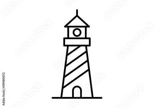 Icono lineal de un faro con franjas diagonales