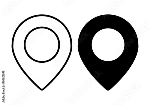 Iconos de marcador de ubicación en versión lineal y sólida