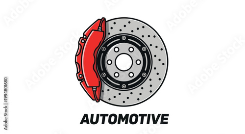 Automotive Brake Disc and Caliper Illustration.