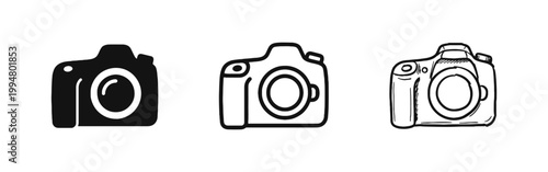 Digital DSLR Camera Photography Gear Icon Set