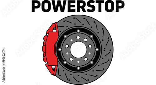 Powerstop brake rotor and caliper illustration.
