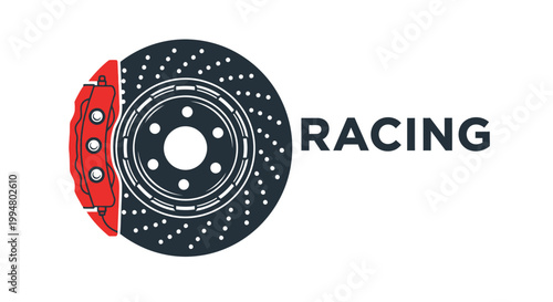 Racing Car Brake Disc and Caliper Emblem.