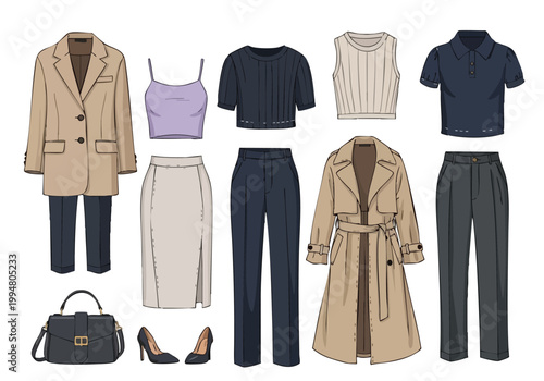 Chic and stylish vector clothes illustration for fashion and lifestyle collections