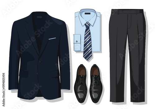 Formal wear vector illustration of men's clothes for business occasion
