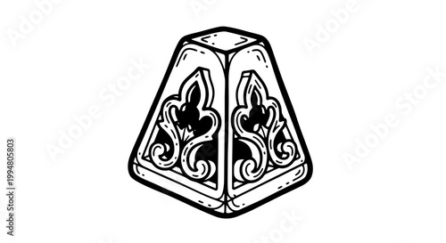 Intricate decorative ornament with floral patterns in monochrome design