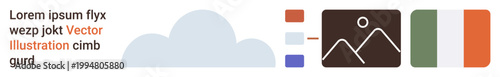 Weather forecast, digital media, country , travel , minimal design, website elements. Cloud shape, image placeholder flag colors. Weather forecast and digital media concepts highlighted