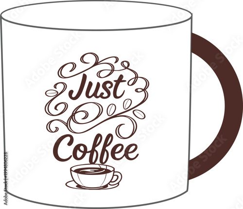 A hot brown espresso drink icon set featuring a vector illustration of a coffee cup with steam for a cafe breakfast beverage design