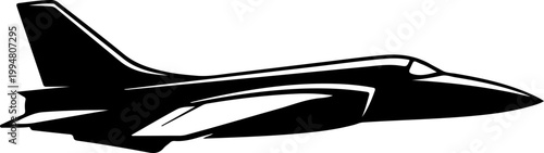 Jet airplane line art silhouette vector illustration