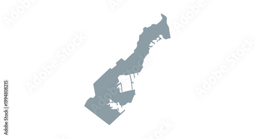 A simplified monochromatic map illustration depicts the geographical outline of the country of morocco high quality professional detailed