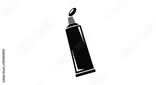 Black tube of toothpaste with a floating drop bold graphic silhouette