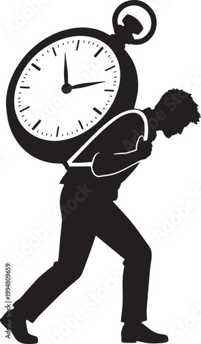 Man carrying a large clock on his back