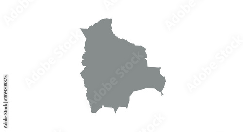 A grayscale silhouette depicts the geographical outline of the south american nation of bolivia high quality professional detailed