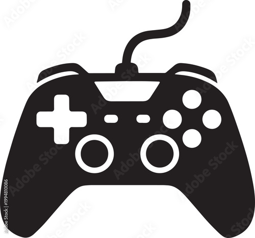 Black video game controller icon