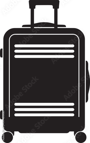 Black silhouette of a suitcase on for travel or luggage concepts