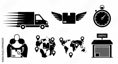 Logistics and delivery icons set.