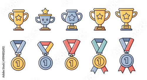 A collection of trophy and medal icons.