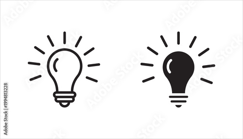 Lightning in light bulb icon. Light bulb symbol with a lightning bolt inside. Vector illustration.