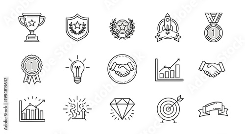 Business icons and symbols for success.