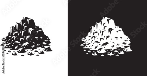 Mountain silhouette black and white vector icon illustration