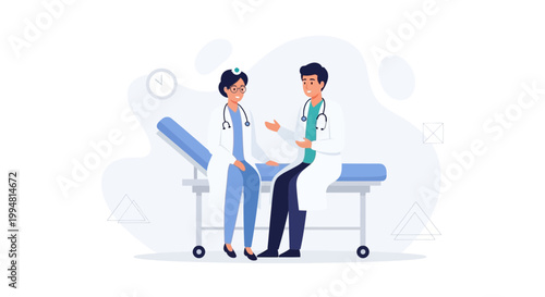 Doctors consulting in a modern clinic, medical consultation, healthcare professionals