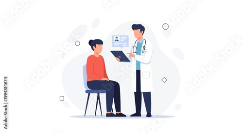 Doctor consulting patient in clinic, medical checkup, healthcare concept