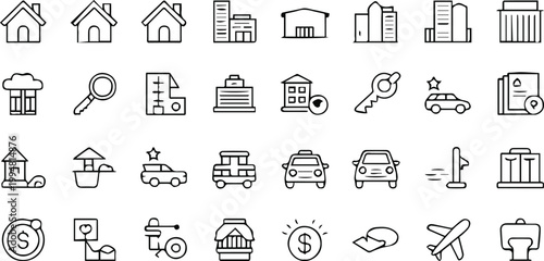 property icon collection vector outline symbols for web and app