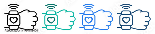 smartwatch hand heart wireless icon on transparent background