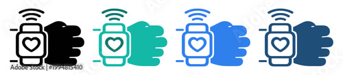 smartwatch health monitor wireless signal icon set on transparent background