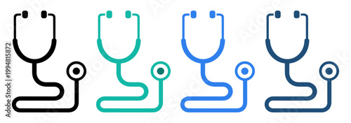 stethoscope medical diagnosis line icon set on transparent background