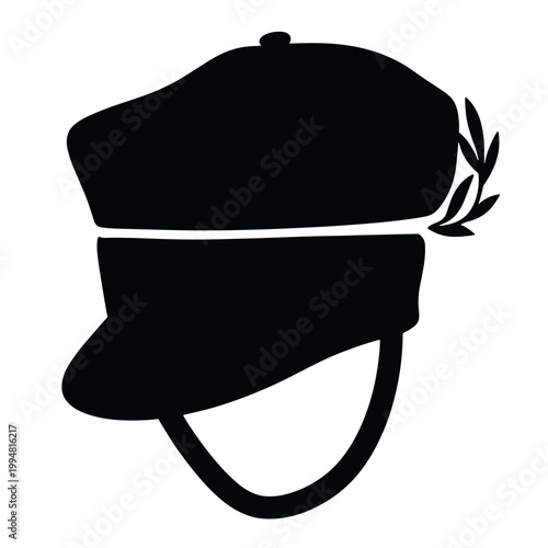 Military hat silhouette with olive branch for Memorial Day  