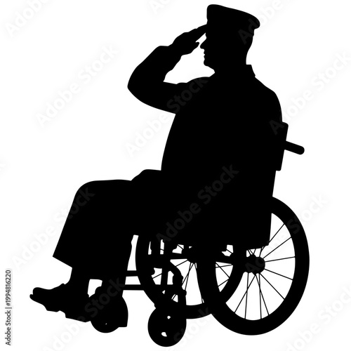 Veteran saluting while sitting in a wheelchair for Memorial Day  