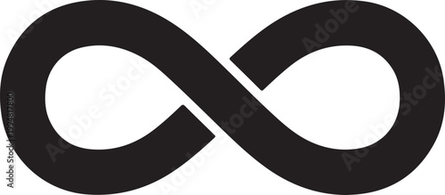 Infinity symbol, black, vector icon, mathematical sign, limitless concept
