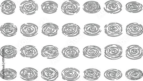 Set of fingerprint vector line icon, unique human identity, biometric security access system
